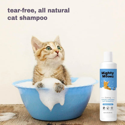 Hypoallergenic Cat Shampoo, Anti-Itch & Soothing Shampoo for Cats and Kittens, Natural & Fragrance-Free (9Oz)