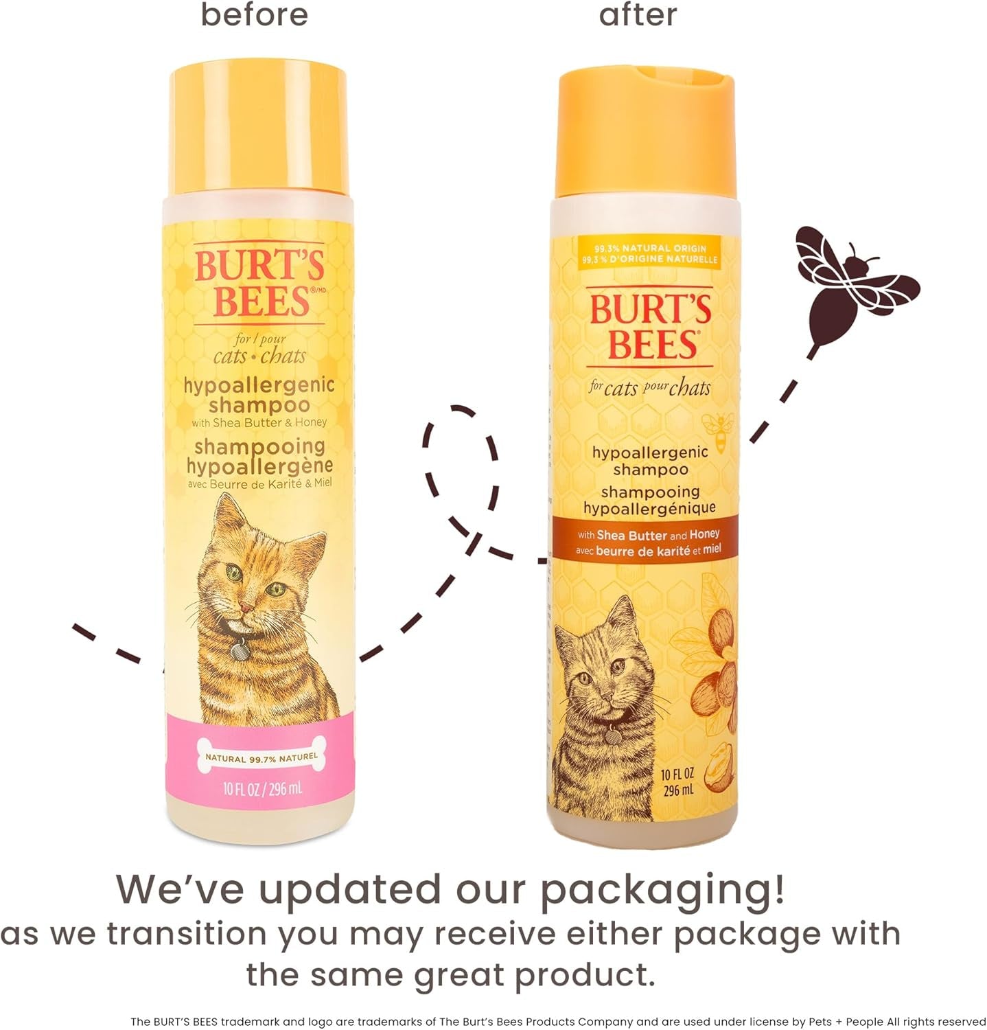 Hypoallergenic Cat Shampoo with Shea Butter and Honey, Gentle Kitten Shampoo for Indoor Cats with Dry or Sensitive Skin, Cat Bathing Supplies, 10 Fl Oz - 2 Pack