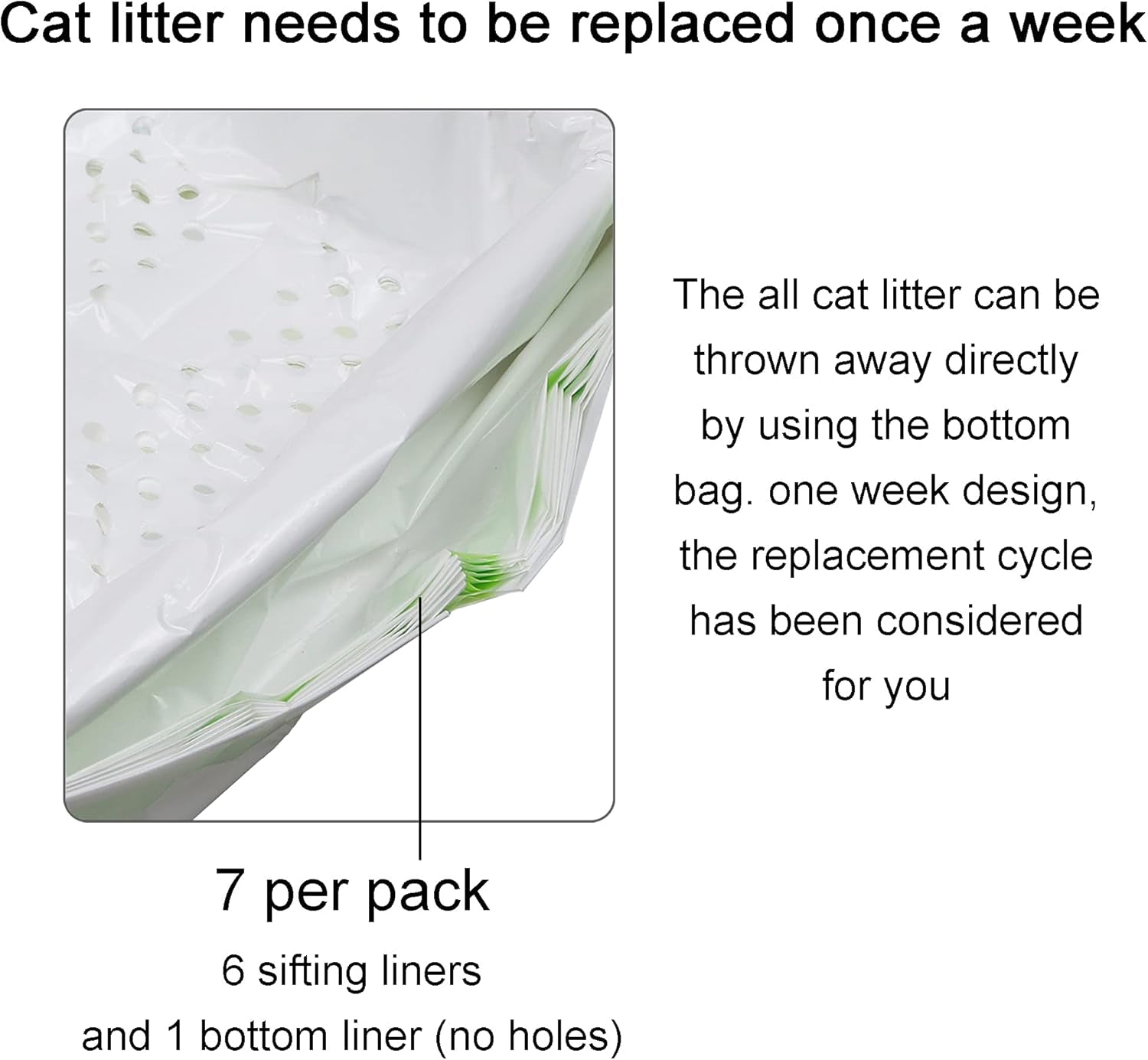 Sifting Cat Litter Box Liners, Litter Pan Disposable Bags 2 Mil Thickened Cat Litter Liners with Drawstring Weekly 7 Pack Litter Bags for Easy Cleaning (L (Pack of 28))