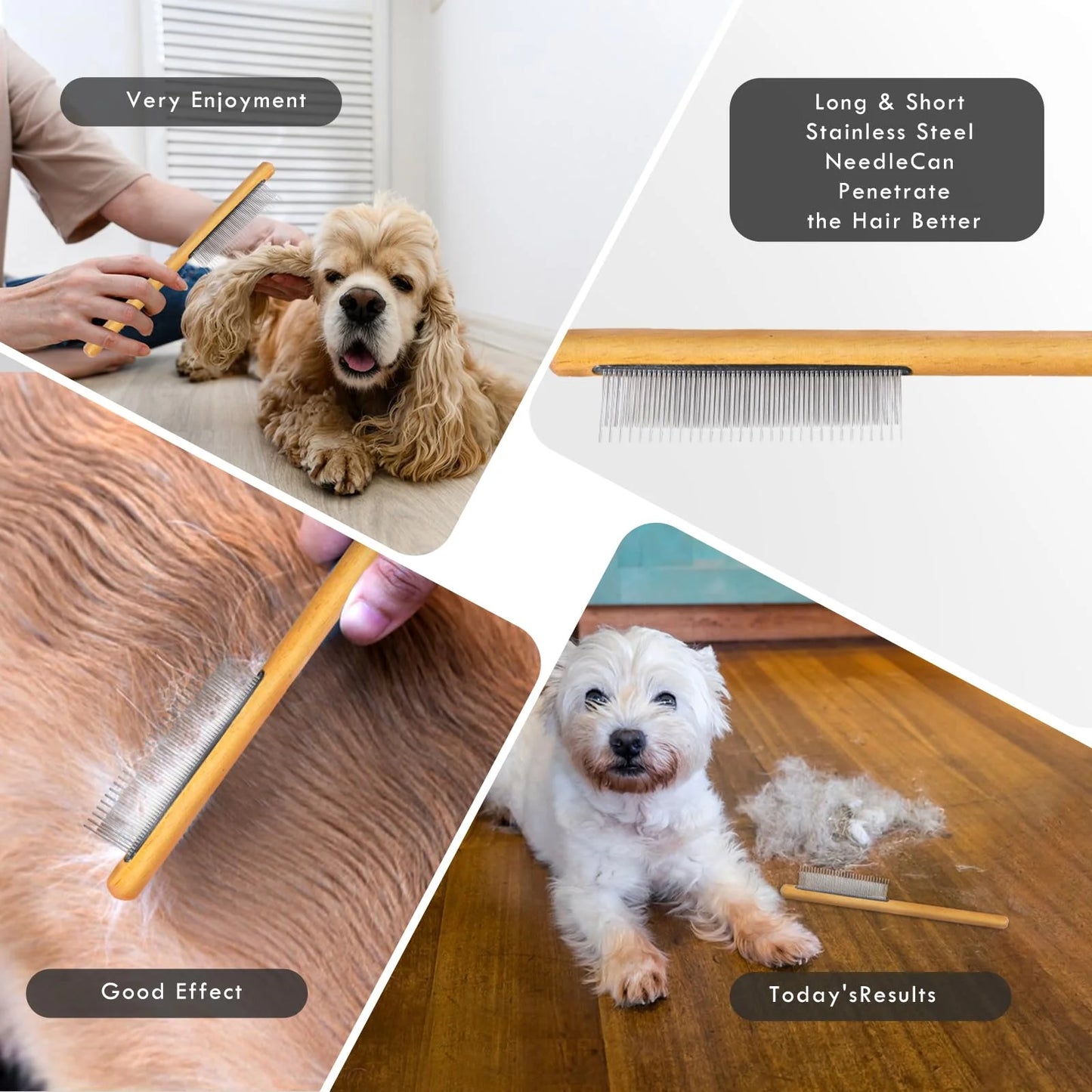 Dog Slicker Brush for Medium or Long Haired Dogs, Long Pin Slicker Brush for Removes Loose Hair, Tangles and Knots, Best Grooming Tools, Black