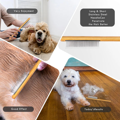 Dog Slicker Brush for Medium or Long Haired Dogs, Long Pin Slicker Brush for Removes Loose Hair, Tangles and Knots, Best Grooming Tools, Black