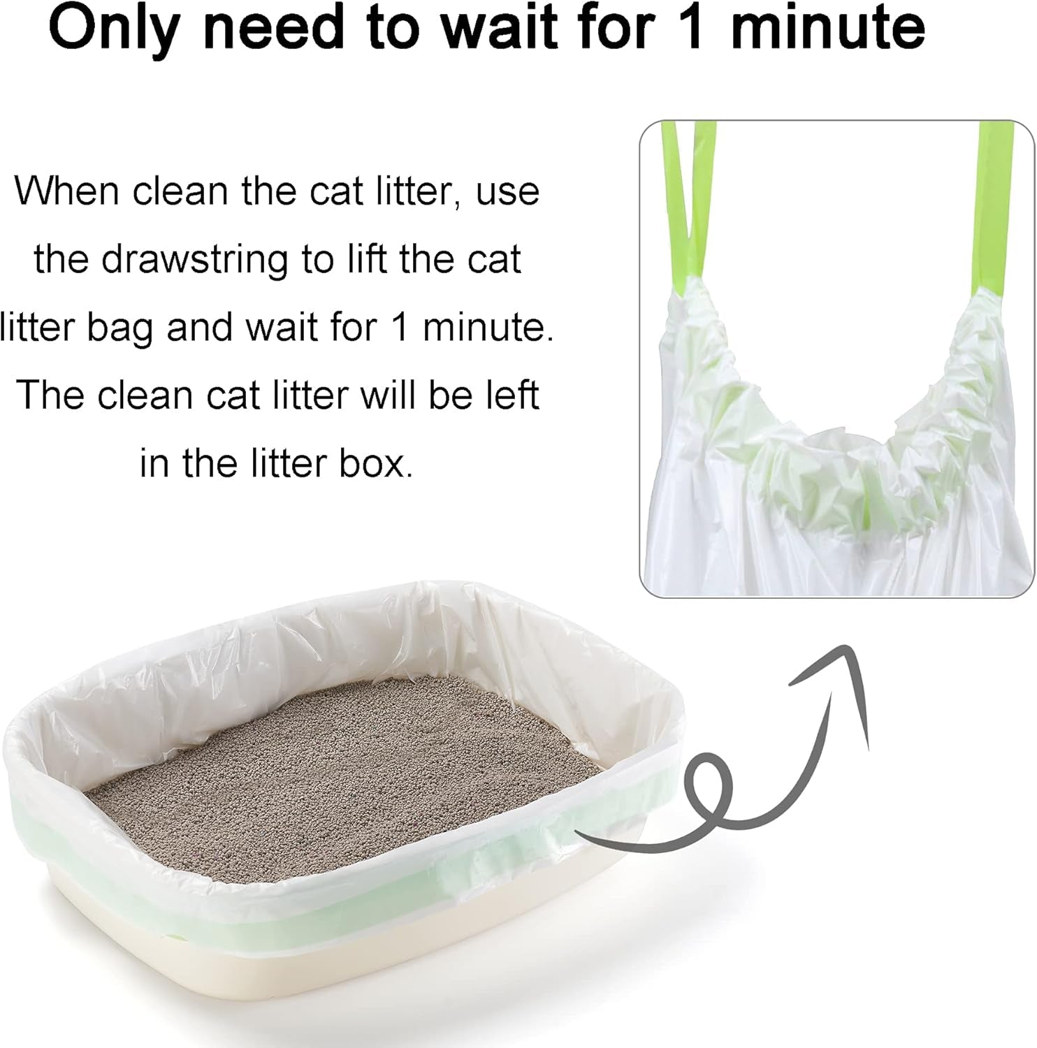 Sifting Cat Litter Box Liners, Litter Pan Disposable Bags 2 Mil Thickened Cat Litter Liners with Drawstring Weekly 7 Pack Litter Bags for Easy Cleaning (L (Pack of 28))