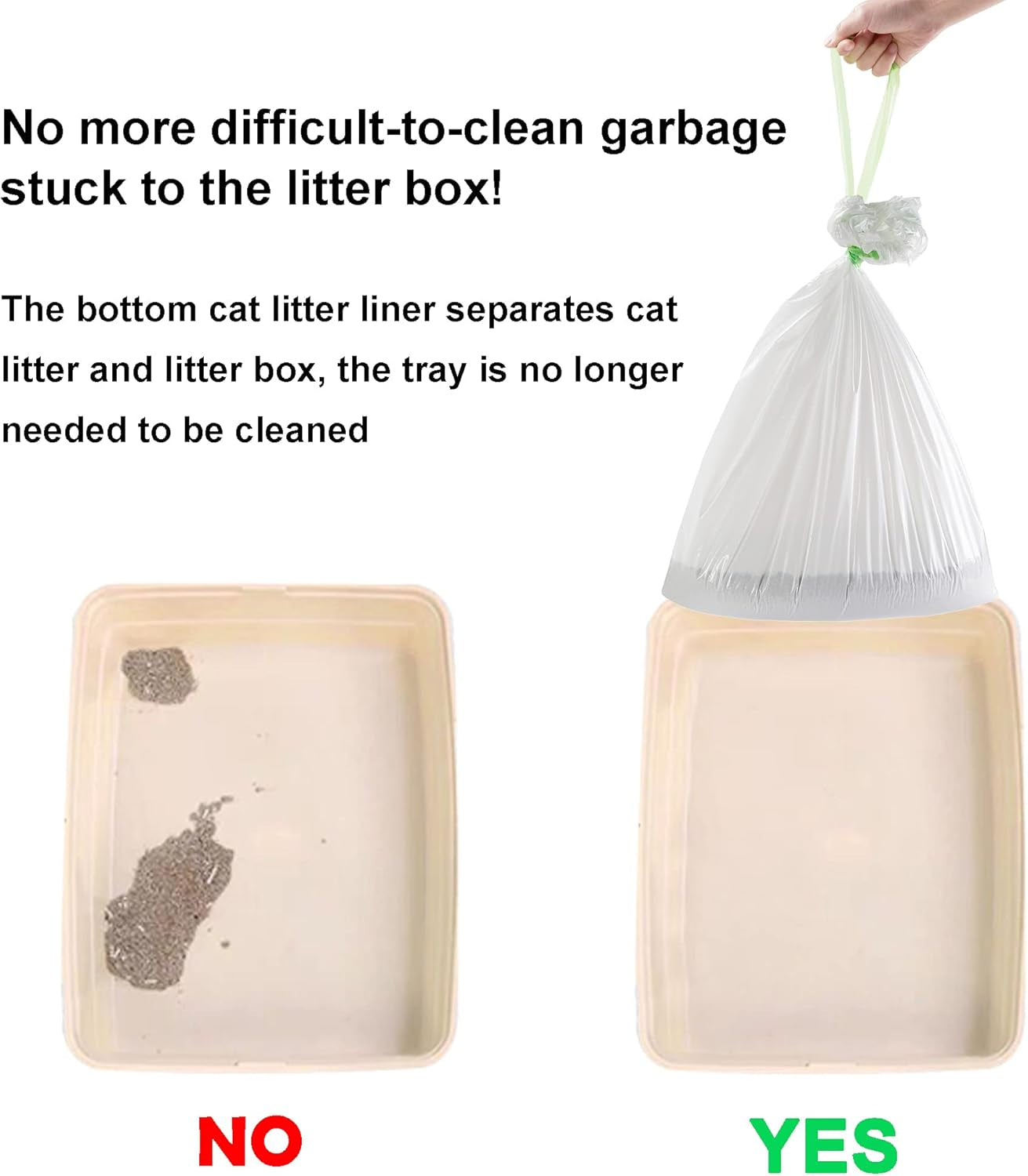 Sifting Cat Litter Box Liners, Litter Pan Disposable Bags 2 Mil Thickened Cat Litter Liners with Drawstring Weekly 7 Pack Litter Bags for Easy Cleaning (L (Pack of 28))