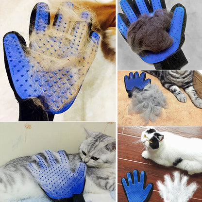 Pet Hair Remover Glove,1 Pair Grooming Gloves Brush for Dog & Cat with Long & Short Fur,Blue
