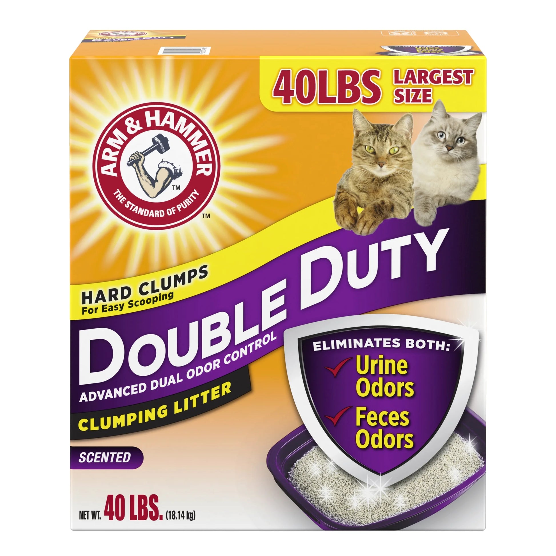 Double Duty Cat Litter, Advanced Odor Control Clumping Cat Litter, Scented, 40 Lb
