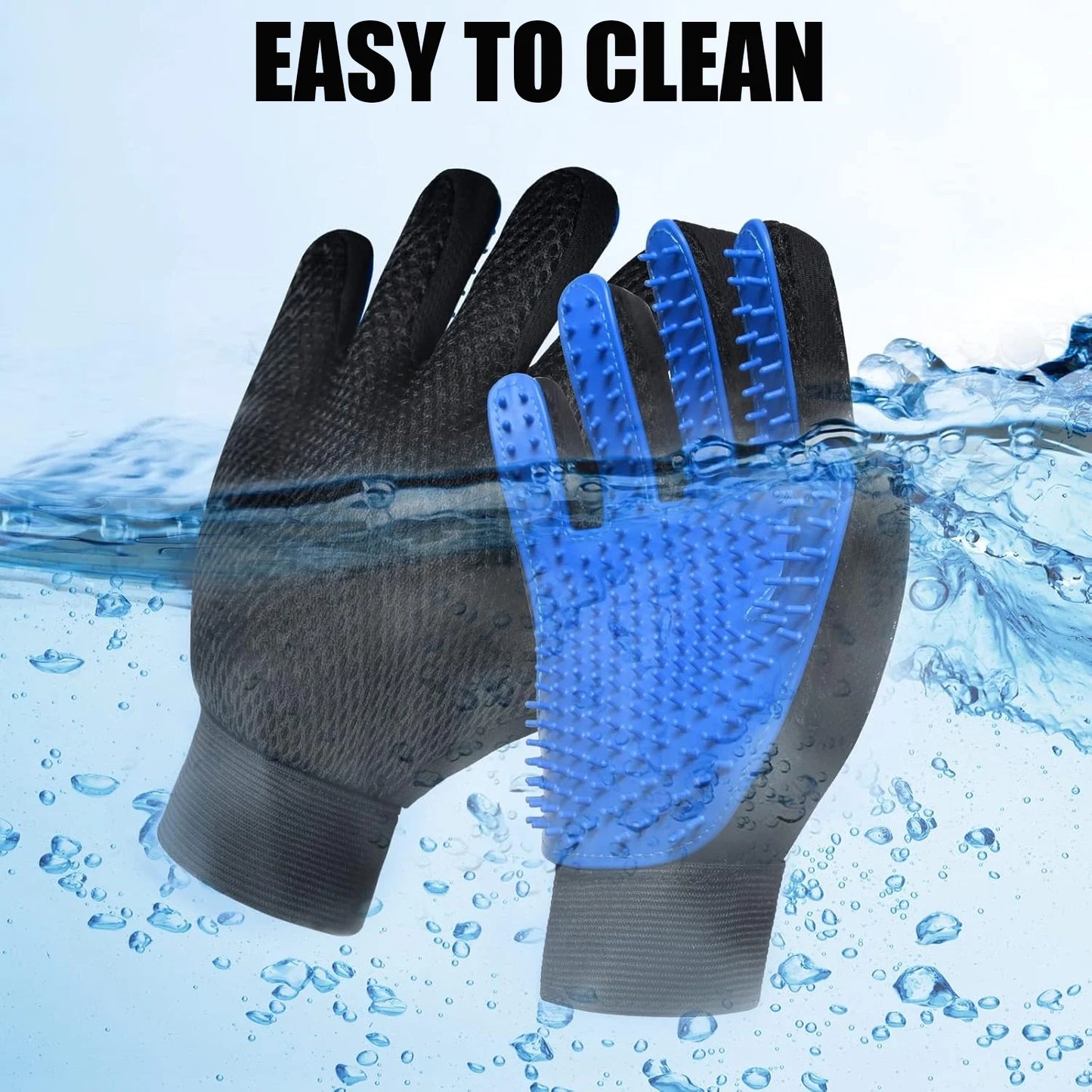 Pet Hair Remover Glove,1 Pair Grooming Gloves Brush for Dog & Cat with Long & Short Fur,Blue