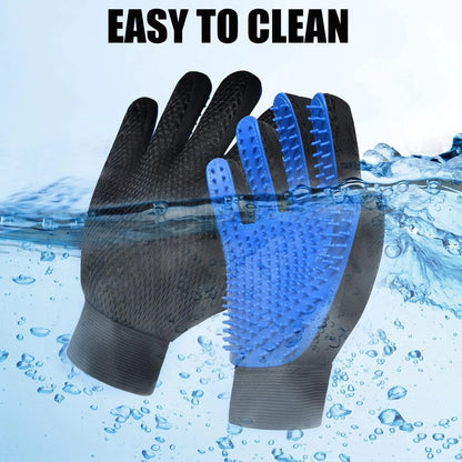 Pet Hair Remover Glove,1 Pair Grooming Gloves Brush for Dog & Cat with Long & Short Fur,Blue