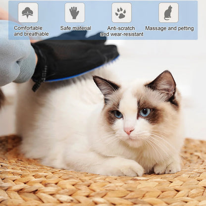 Pet Hair Remover Glove,1 Pair Grooming Gloves Brush for Dog & Cat with Long & Short Fur,Blue
